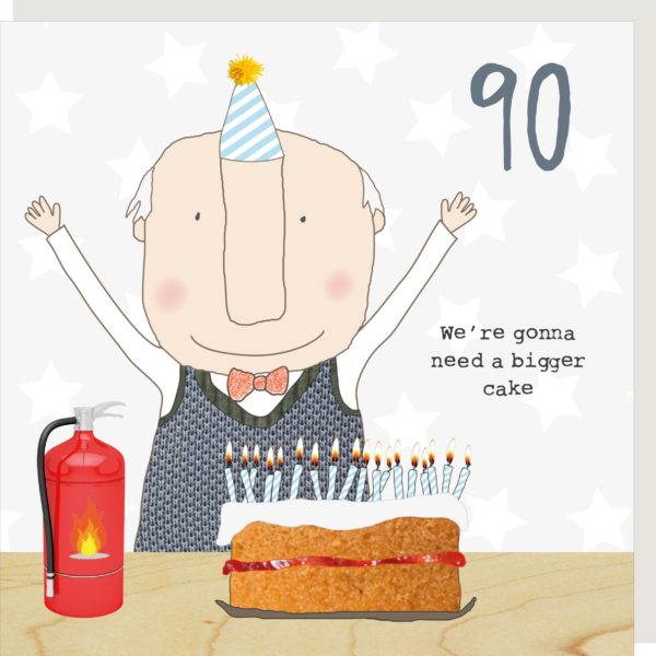 Boy 90th birthday cake card by Rosie Made a Thing, featuring colorful birthday cake design for special celebration.