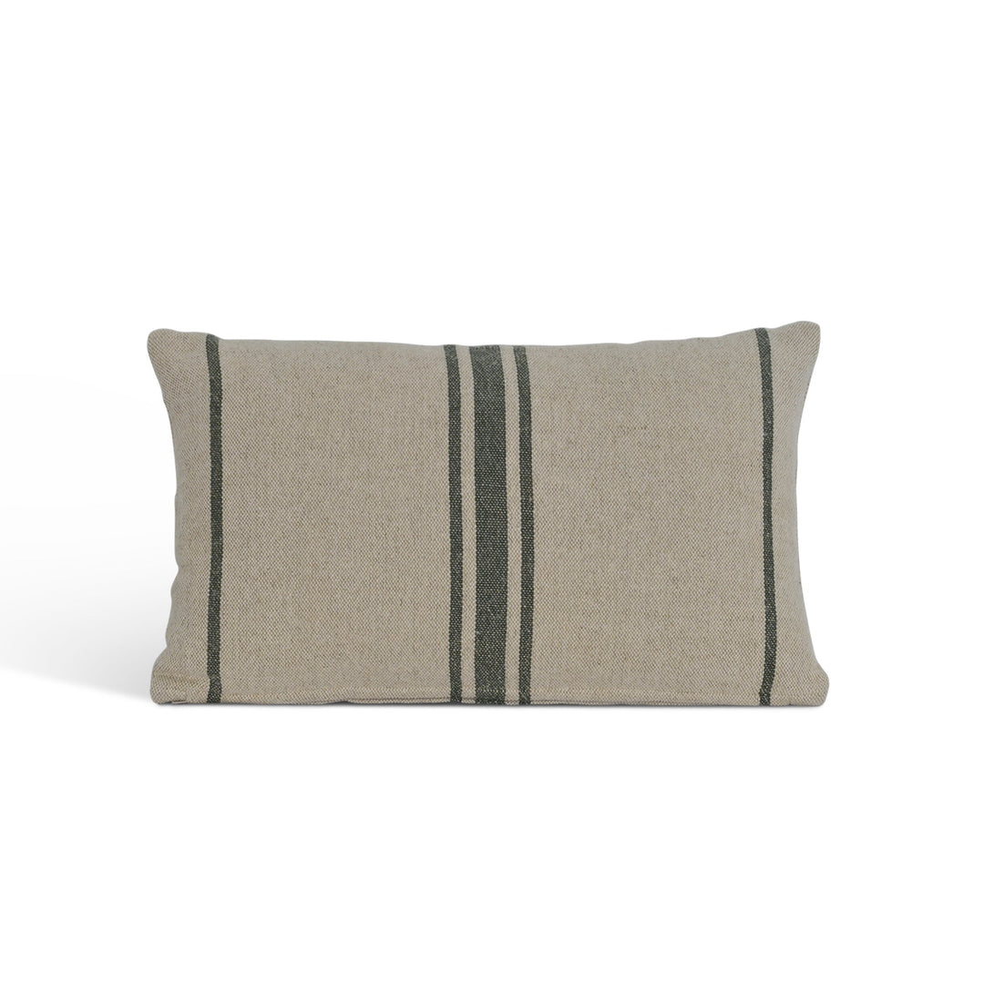 Linen &amp; Cotton, Forest Green Windrush Stripe Cushion 30X50cm