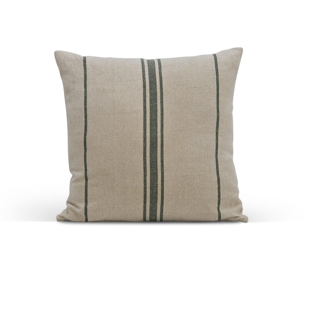 Linen &amp; Cotton, Forest Green Windrush Stripe Cushion