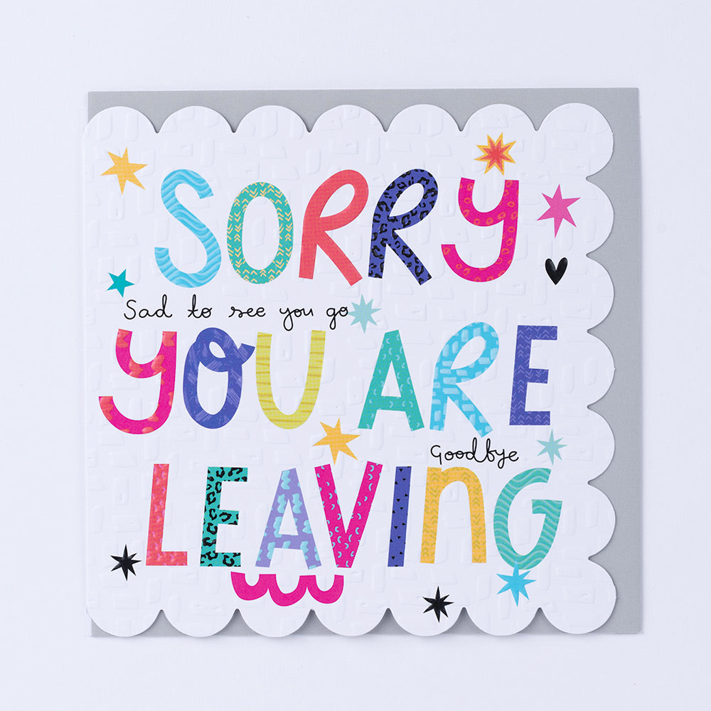 Belly button-shaped Sorry You're Leaving card with playful design from Cornucopia Home and Gift, ideal for farewell messages.