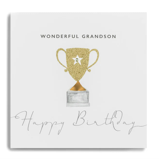 Janie Wilson Wonderful Grandson Happy Birthday greeting card with colorful design from Cornucopia Home and Gift