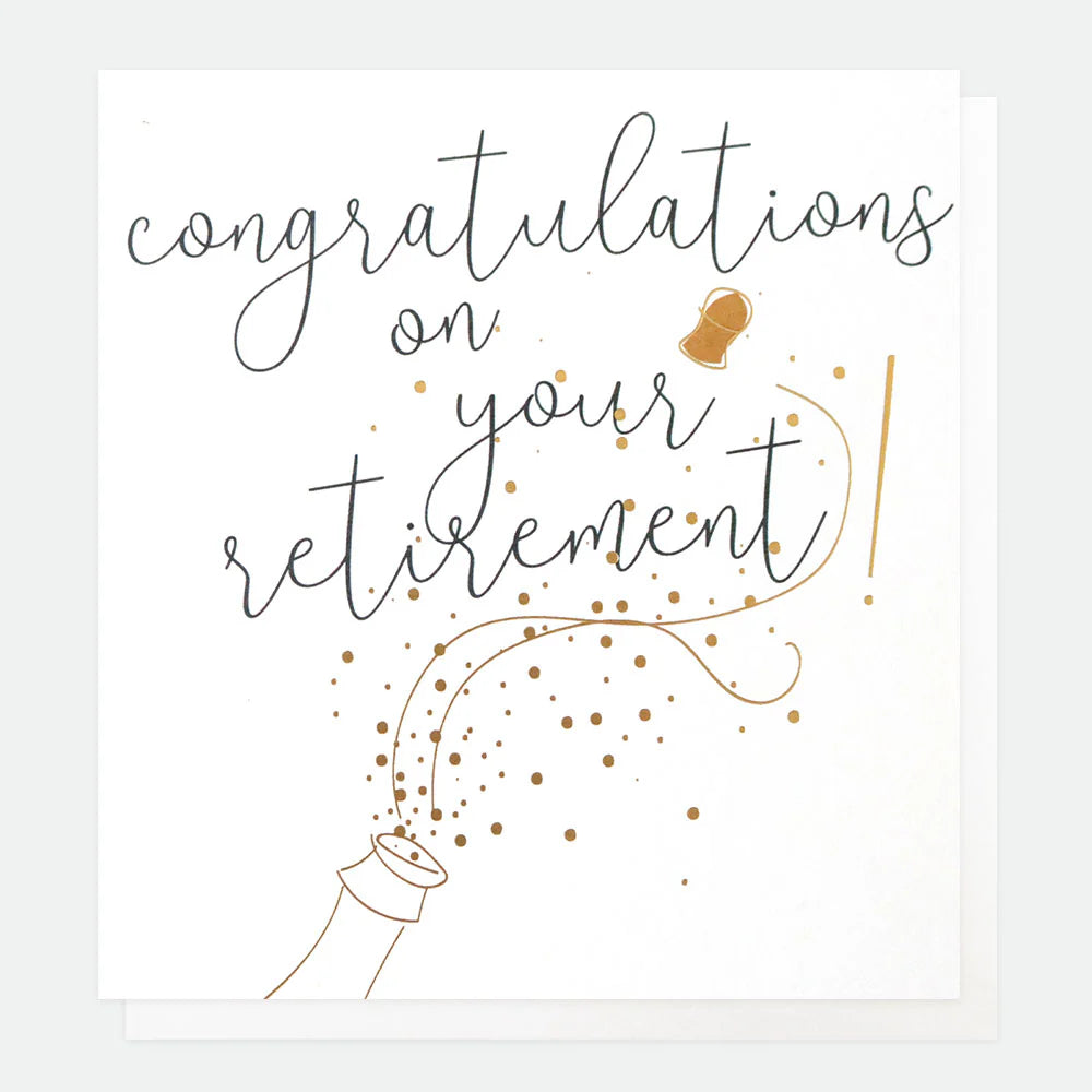 Caroline Gardner retirement congratulations card with colorful floral design and elegant typography, suitable for celebrating retirement.