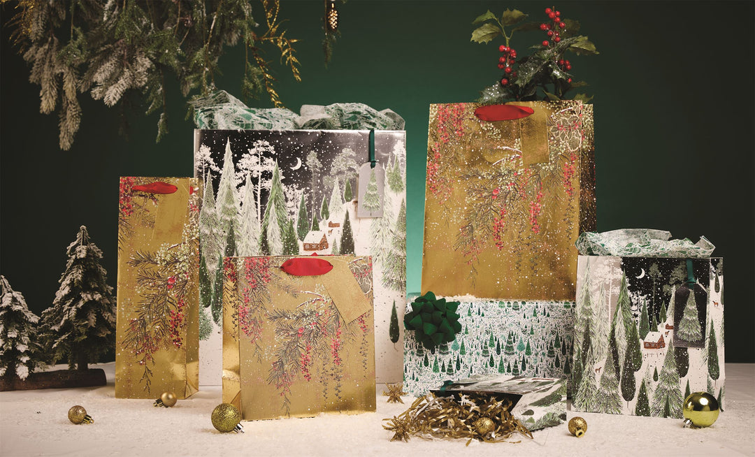 Winter Gold Foil Gift Bag