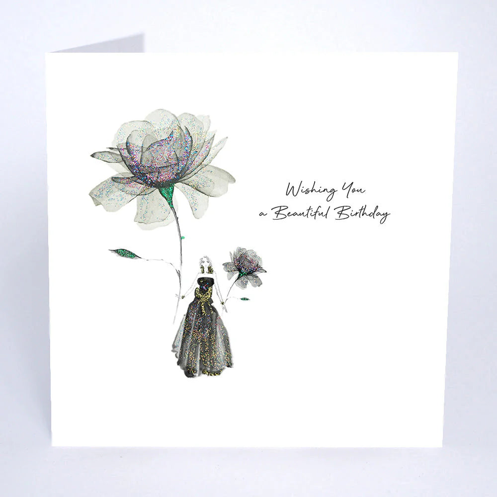 Colorful birthday card from Five Dollar Shake with cheerful design, featuring flowers and elegant lettering, by Cornucopia Home and Gift.