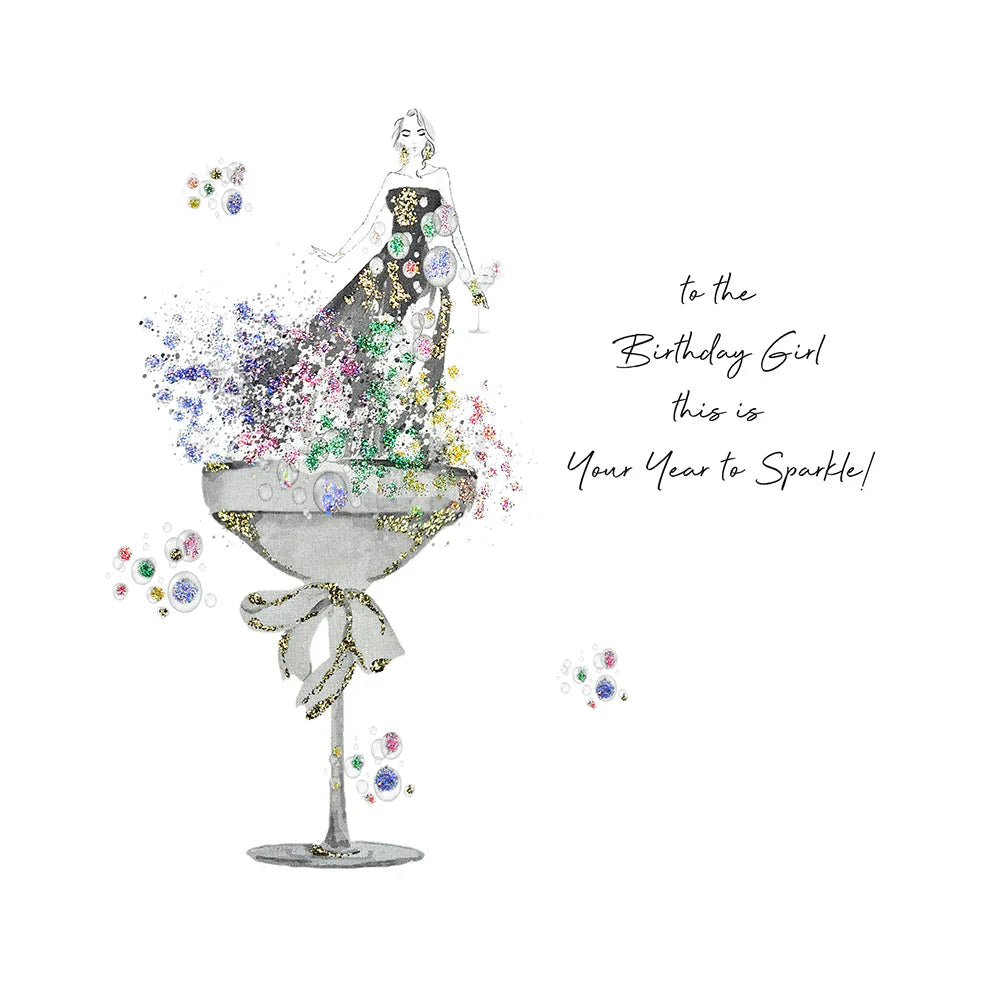 Five Dollar Shake birthday card from Cornucopia Home and Gift featuring sparkly design and cheerful message for the birthday girl.