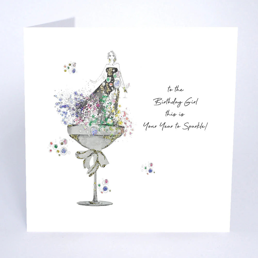 Five Dollar Shake birthday card from Cornucopia Home and Gift featuring sparkly design and festive message for the birthday girl.