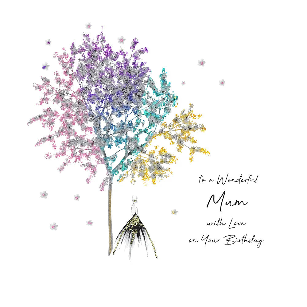 Five Dollar Shake birthday card with "To A Wonderful Mum With Love" design, featuring colorful floral and heartfelt message.