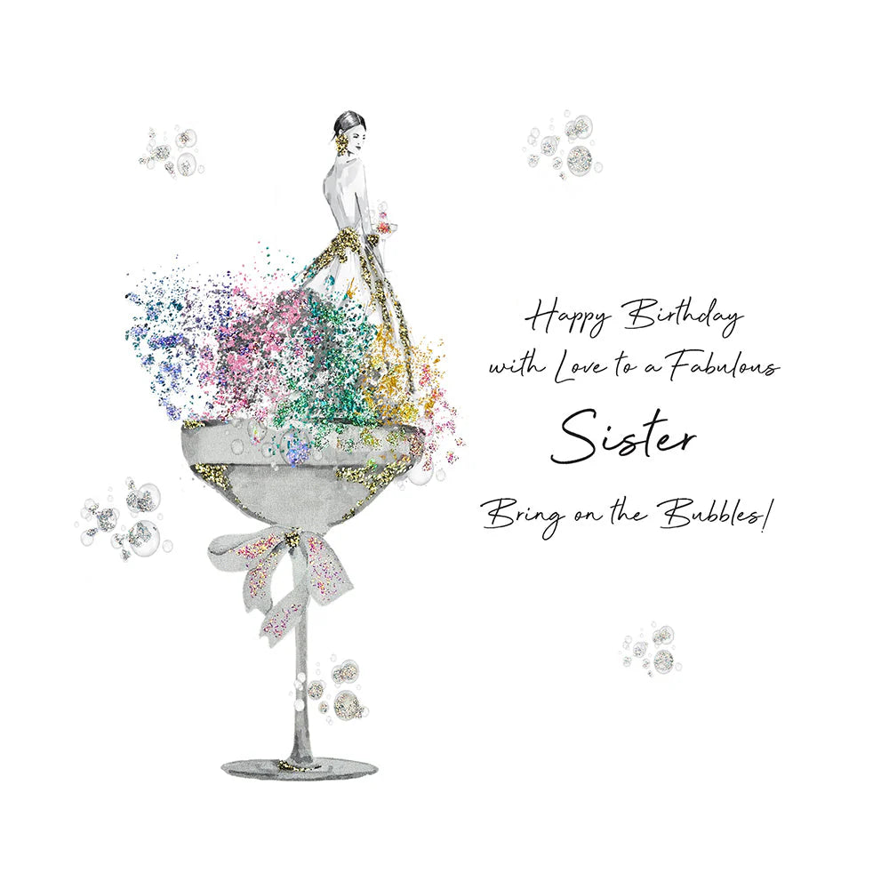 Happy birthday card for sister with love, featuring colorful design from Five Dollar Shake by Cornucopia Home and Gift.