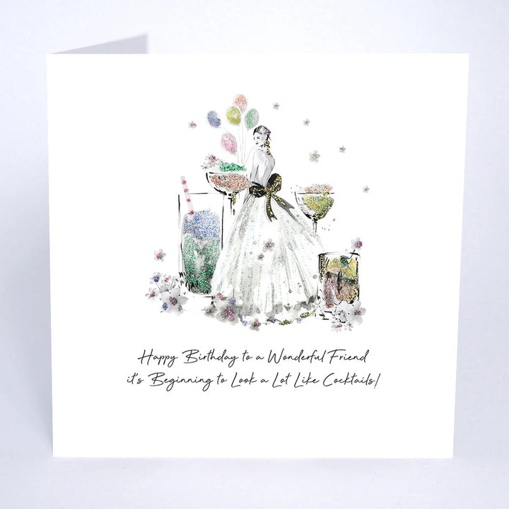 Five Dollar Shake Happy Birthday card for a friend, featuring colorful birthday-themed illustrations on a Cornucopia Home and Gift product.