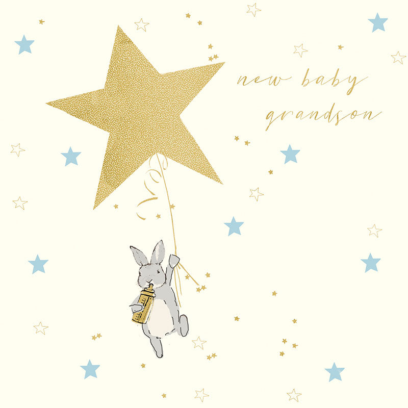 Hammond Gower New Baby Grandson Card by Cornucopia Home and Gift featuring a colorful, cheerful design for a newborn boy.