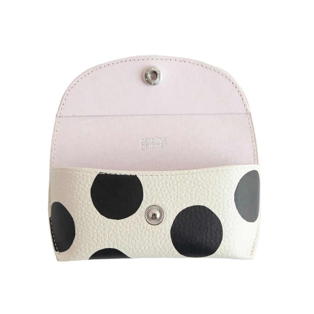 Caroline Gardner mono scattered dot flap glasses case with a clear design, perfect for protecting and storing eyeglasses.