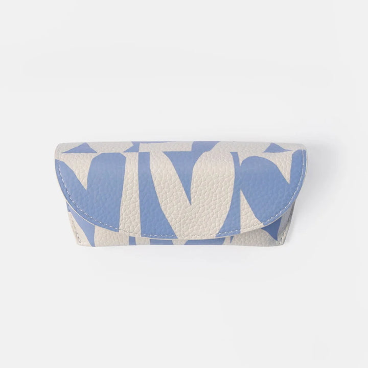 Blue Checkmate Heart Flap Glasses Case