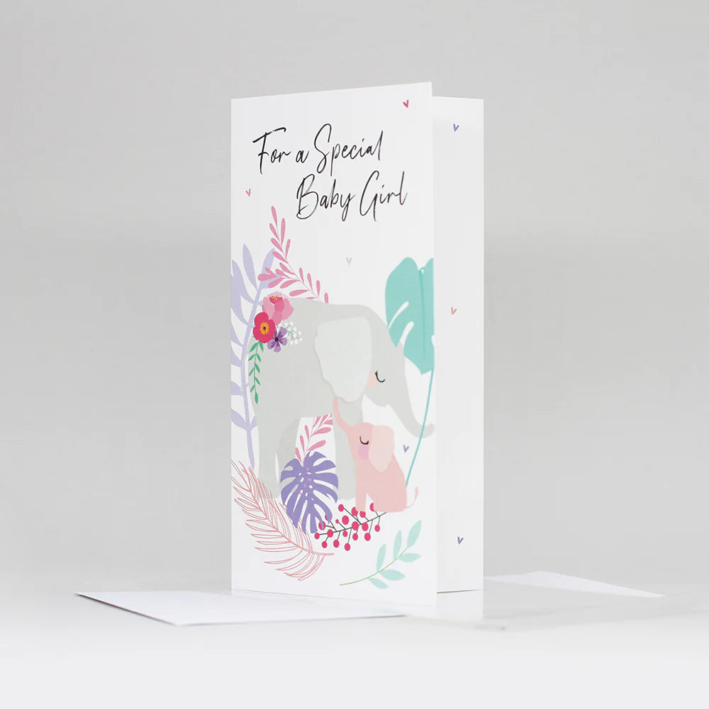 Baby girl gift wallet with belly button design from Cornucopia Home and Gift, featuring soft fabric and cheerful pastel colors.