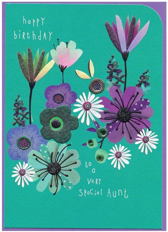 Cinnamon Aitch Aunty Birthday Card featuring colorful floral design, perfect for celebrating your aunt's special day.