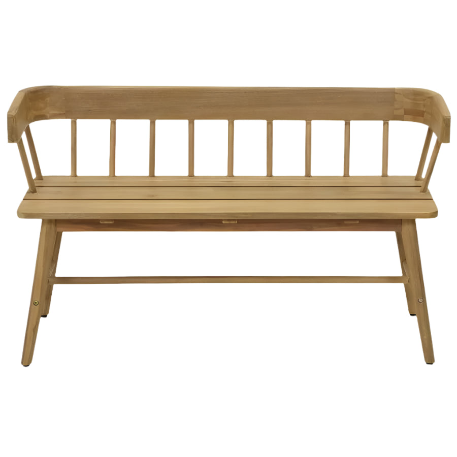 Garden Trading Bramley Bench made of wood with a slatted seat and backrest, suitable for outdoor garden or patio use.