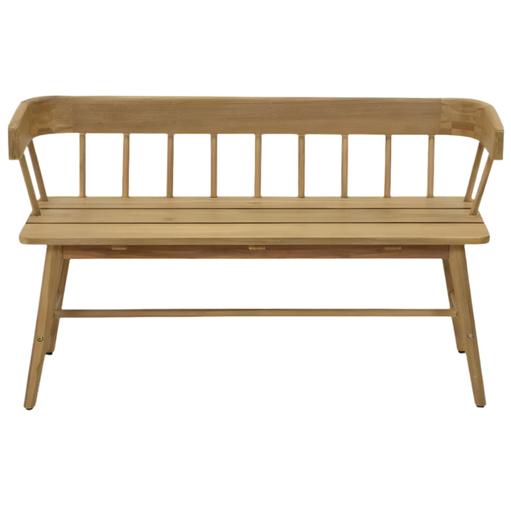 Garden Trading Bramley Bench made of wood with a slatted seat and backrest, suitable for outdoor garden or patio use.