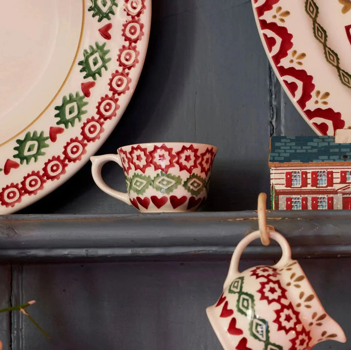 Emma Bridgewater Christmas Joy tiny teacup box featuring festive gingerbread and mince pie motifs on a charming holiday plate.