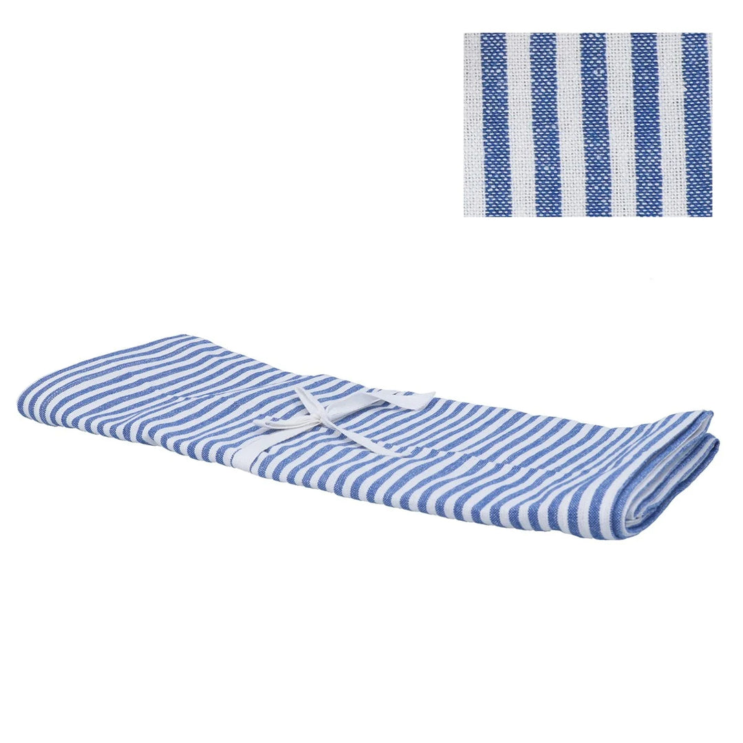 Gisela Graham Cotton Table Runner 200cm – Blue Mix Stripe