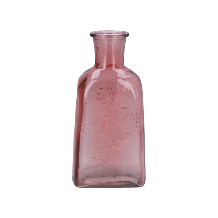 Glass Wildflower Bottle Vase - Pink