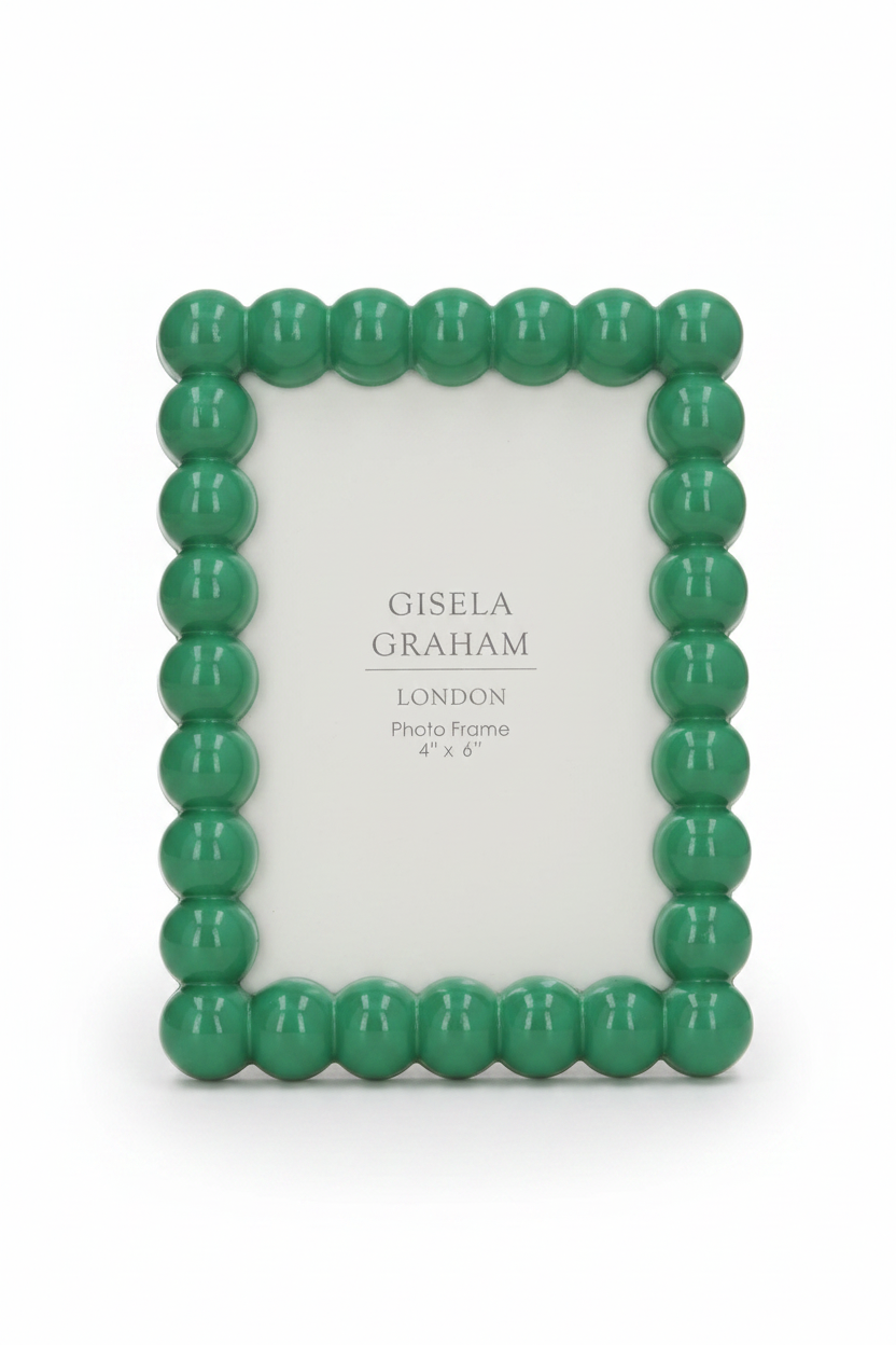 Gloss Wood Bobble Picture Frame - Green