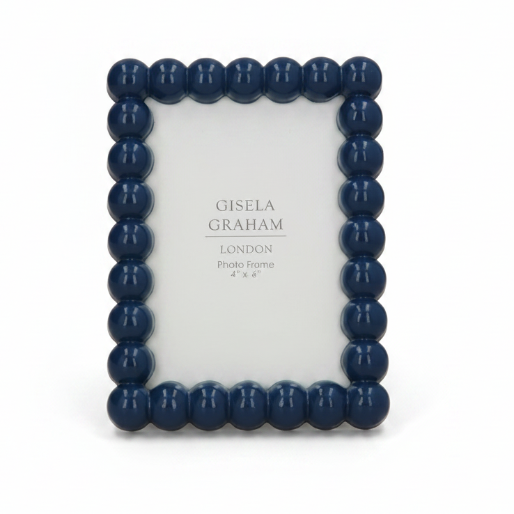 Gloss Wood Bobble Picture Frame - Navy