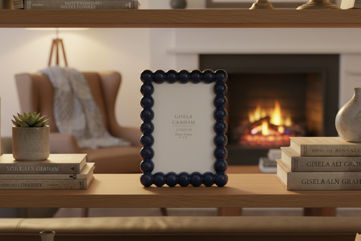 Gloss Wood Bobble Picture Frame - Navy