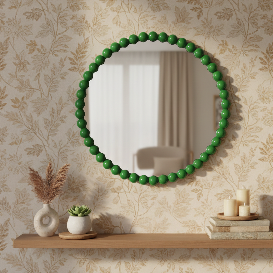 Gloss Bobble Wall Mirror - Green