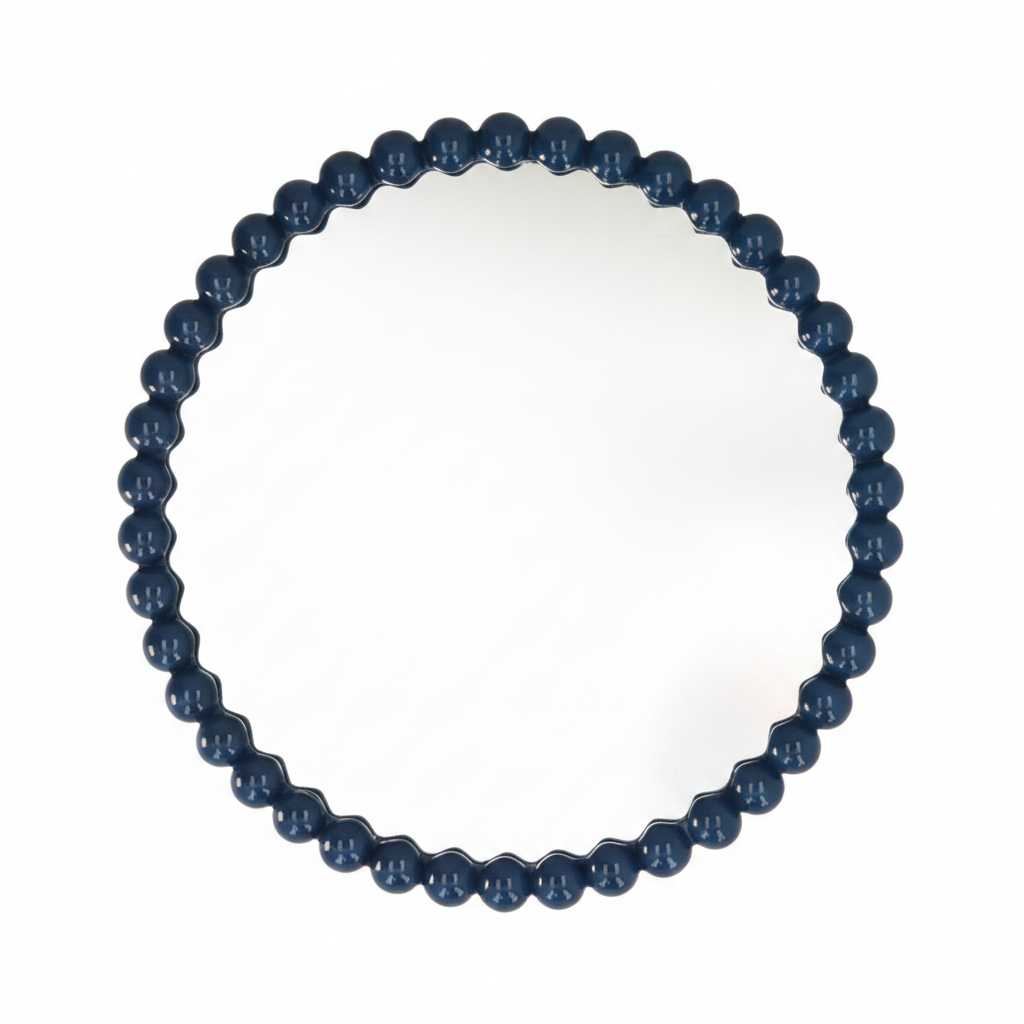 Gloss Wood Bobble Wall Mirror - Navy