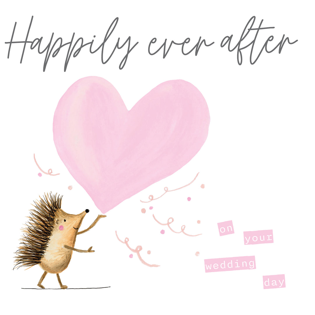 Happily Ever After On Your Wedding Day card by Janie Wilson featuring elegant script and floral design, perfect for wedding celebrations