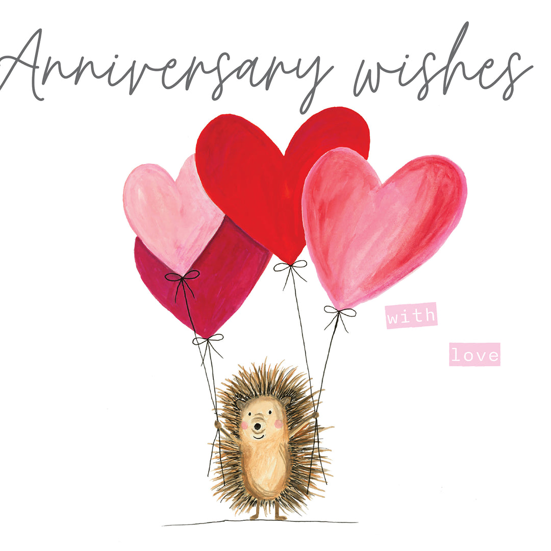 Janie Wilson anniversary wishes 'With Love' greeting card featuring elegant floral design on cream-colored paper.