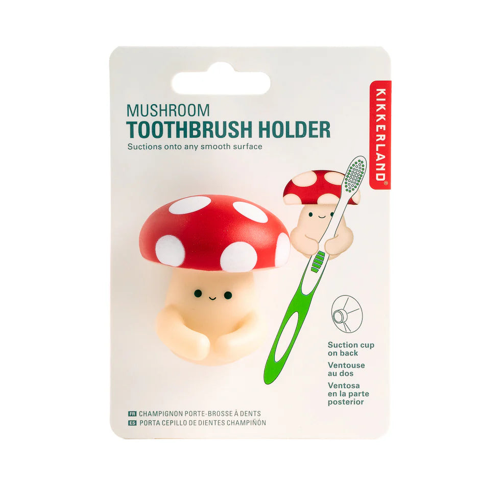 Kikkerland Mushroom Toothbrush Holder by Cornucopia Home and Gift, ceramic bathroom accessory with mushroom design and space for toothbrushes.