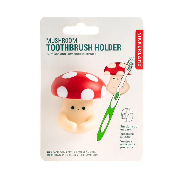 Kikkerland Mushroom Toothbrush Holder by Cornucopia Home and Gift, ceramic bathroom accessory with mushroom design and space for toothbrushes.