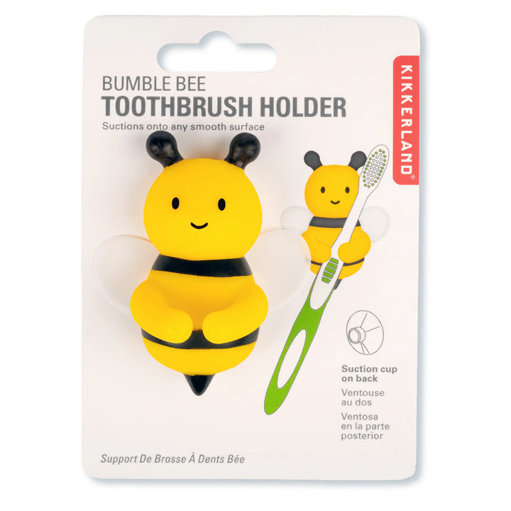 Kikkerland Bee toothbrush holder with packaging, designed by Cornucopia Home and Gift, featuring a bee-shaped bathroom accessory.
