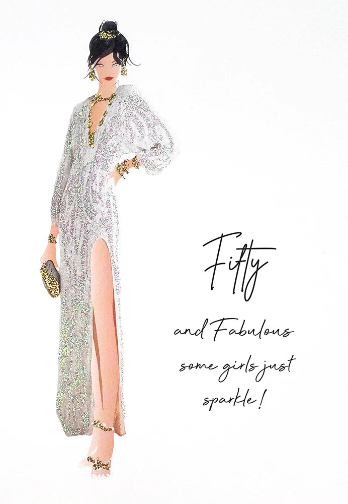 Fifty &amp; Fabulous 50th Birthday Card