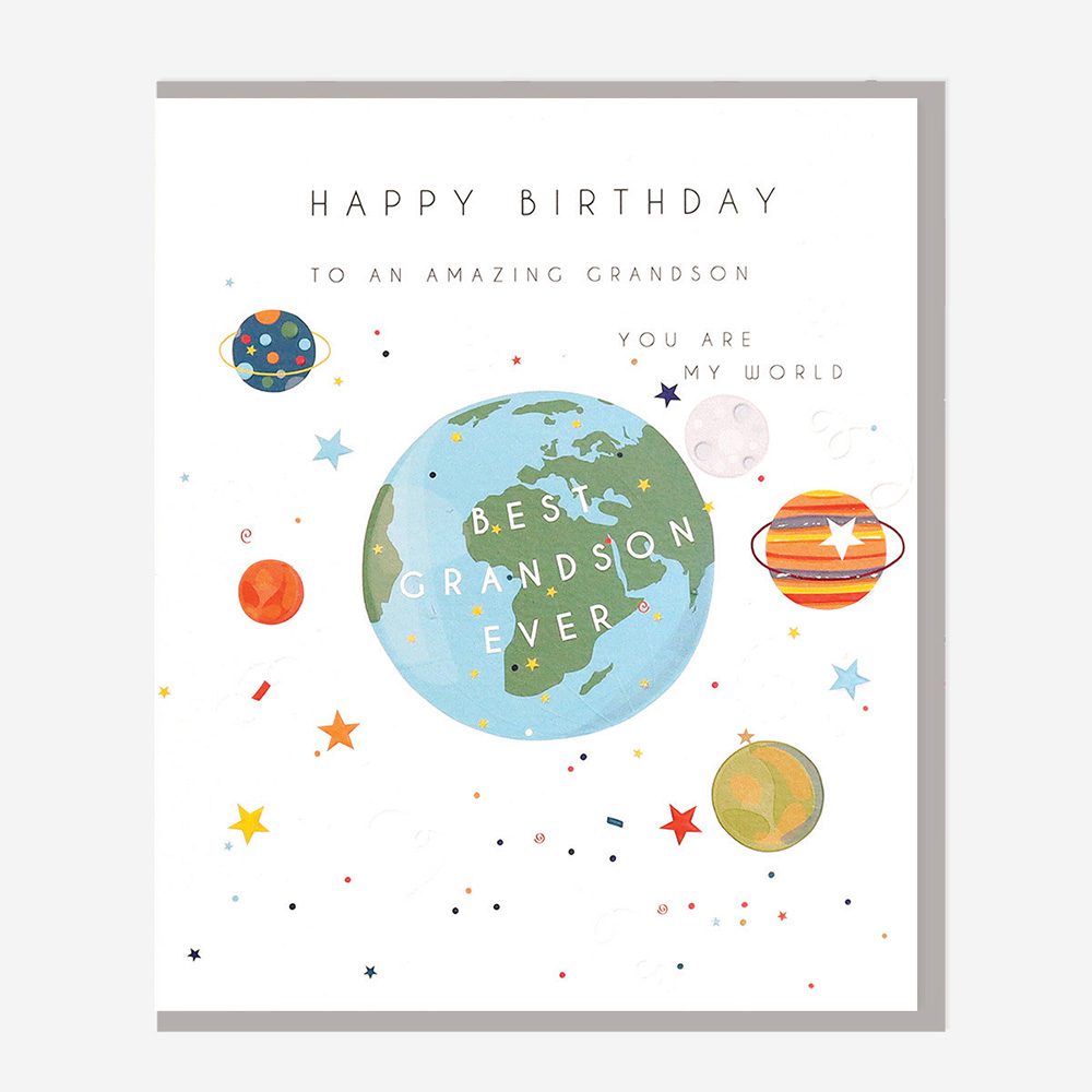 Belly button birthday card for grandson from Cornucopia Home and Gift, featuring colorful, playful design for special occasion.