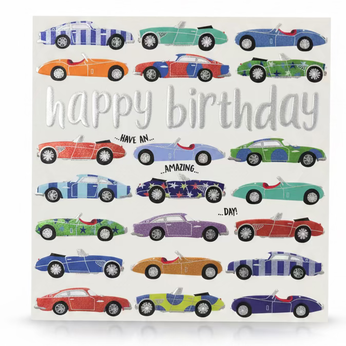 Happy Birthday Card - Classic Cars