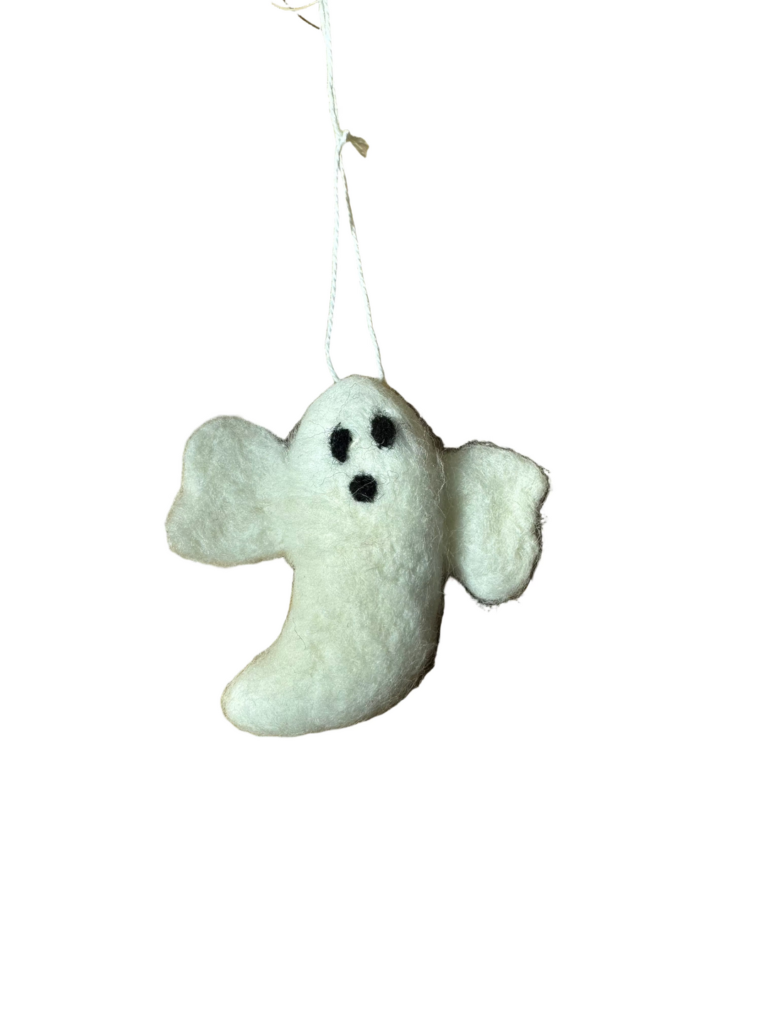 Wool ghost hanging Halloween decoration by Gisela Graham featuring a cozy, white wool ghost figure for autumn decor.