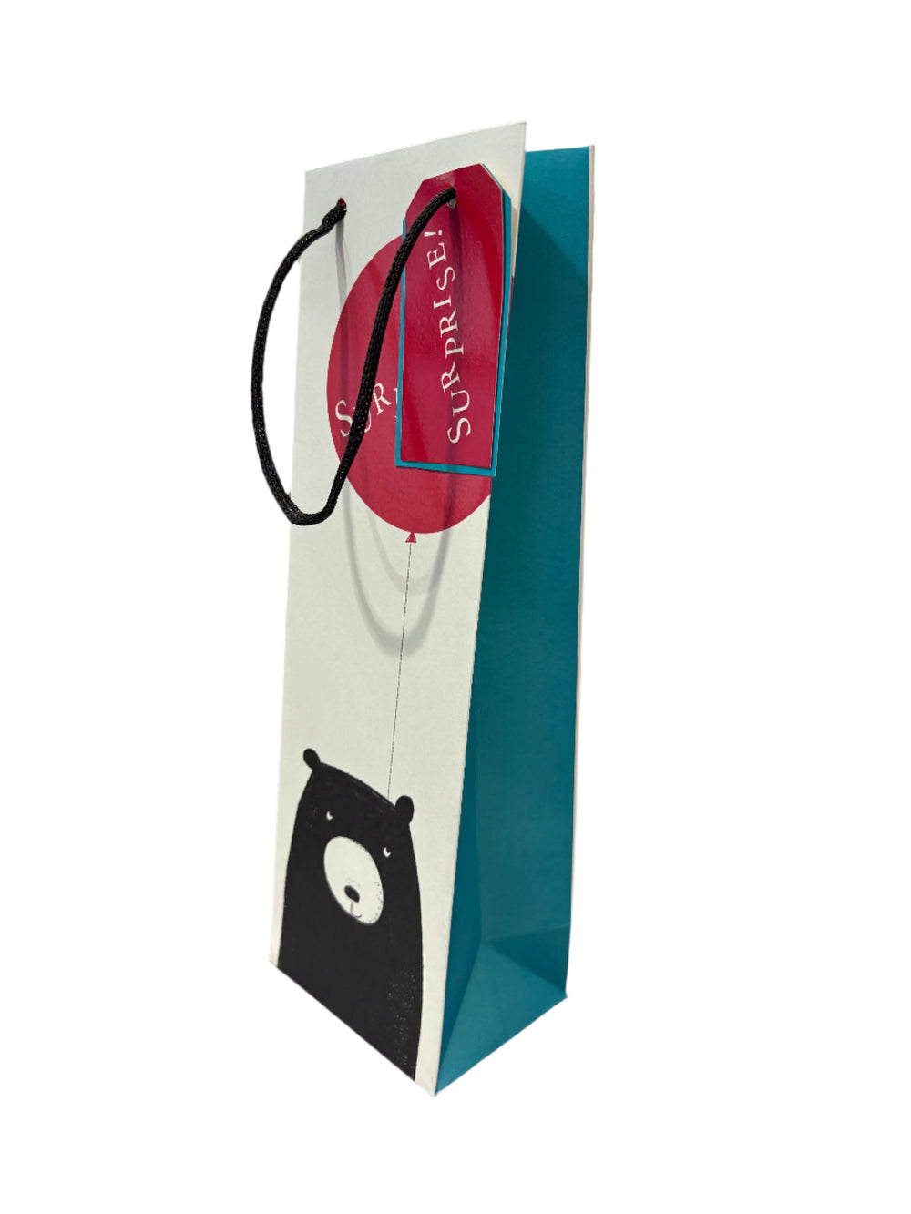 Bear Bottle Gift Bag from The Art File by Cornucopia Home and Gift featuring a cute bear design on kraft paper.