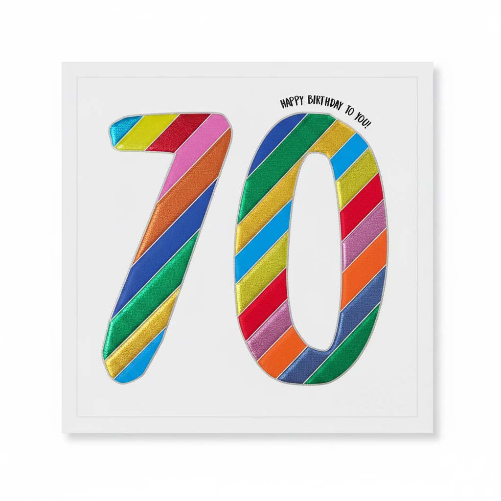 70th - Happy Birthday To You Card - Stripes