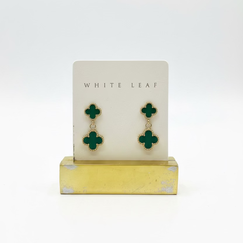 Green Clover Dangle Earrings