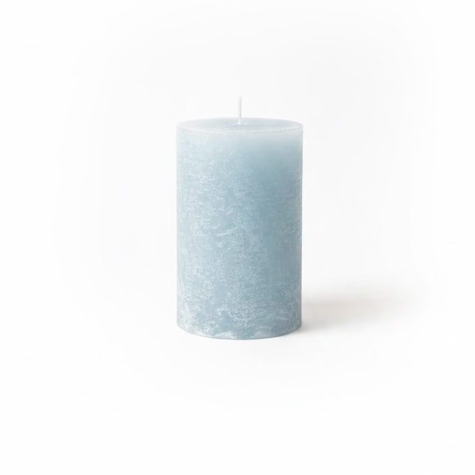 Dusty Blue Rustic Pillar Candle | IB Laursen