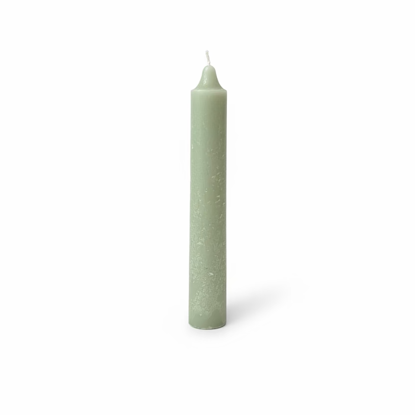 Dusty Green Rustic Pillar Candle | IB Laursen