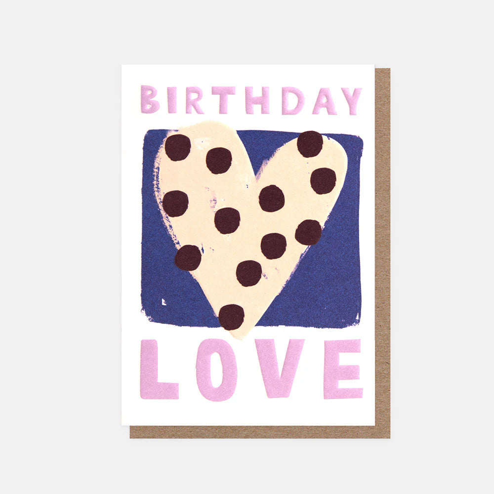 Caroline Gardner Birthday Love Spotty Heart decorative item with pink and red heart pattern on a white background.