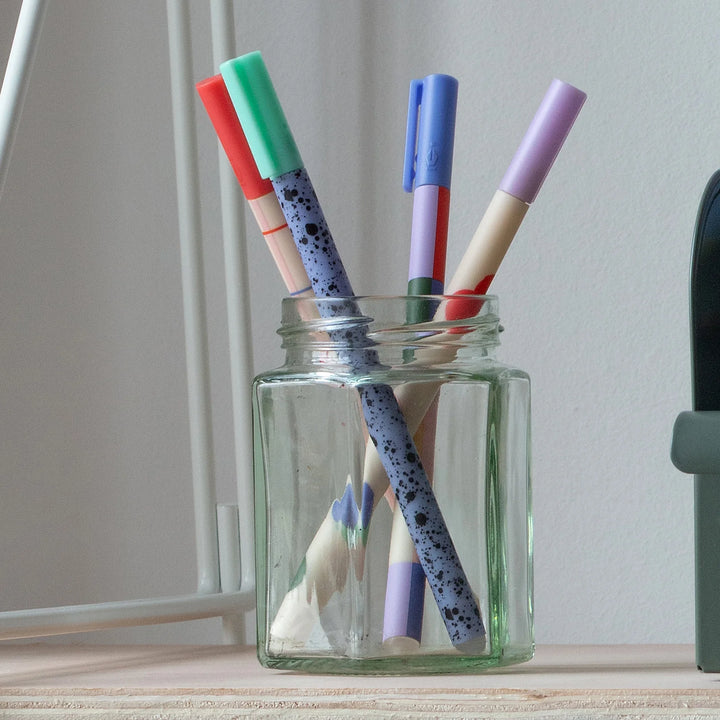 Kikkerland erasable pen with black ink, featuring a sleek design and comfortable grip for easy writing and erasing.