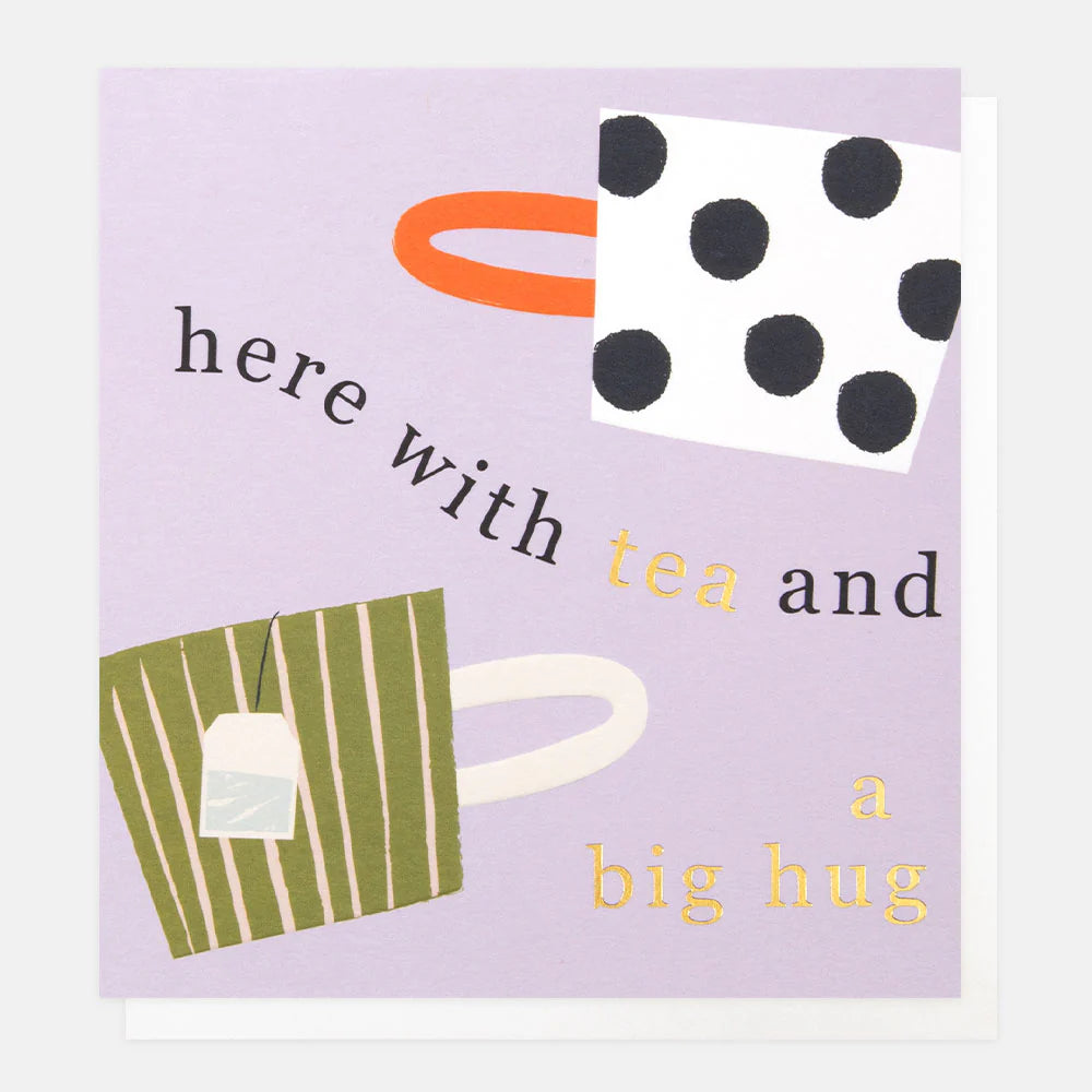 Caroline Gardner Tea & Big Hug Everyday Card with colorful floral design, ideal for gifting or sending warm messages