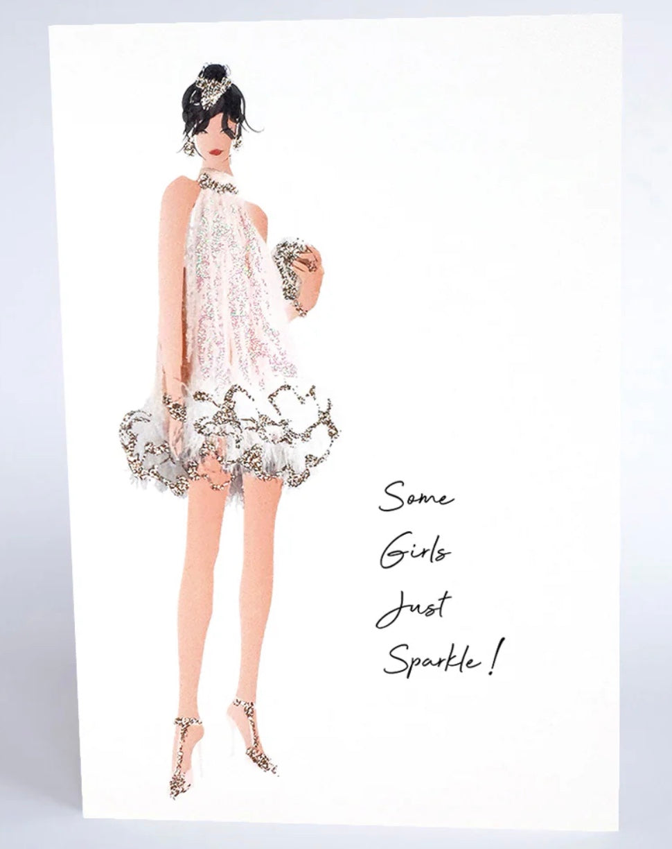 Colorful "Some Girls Just Sparkle" birthday card by Five Dollar Shake, featuring glitter and festive design from Cornucopia Home and Gift.