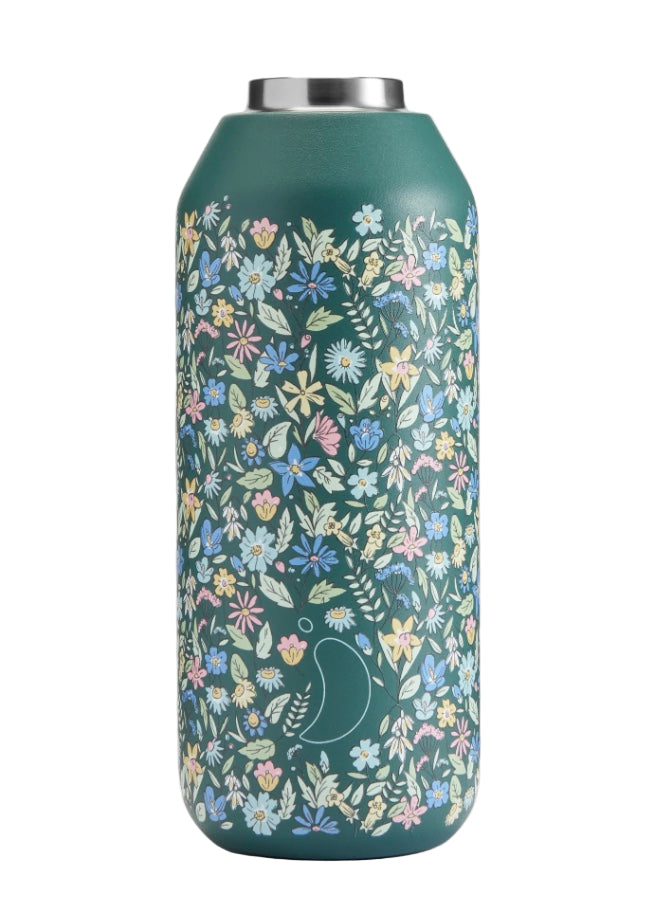 Chillys Series 2 Liberty 500ml Summer Sprigs bottle with a blue and green floral design on a white background.