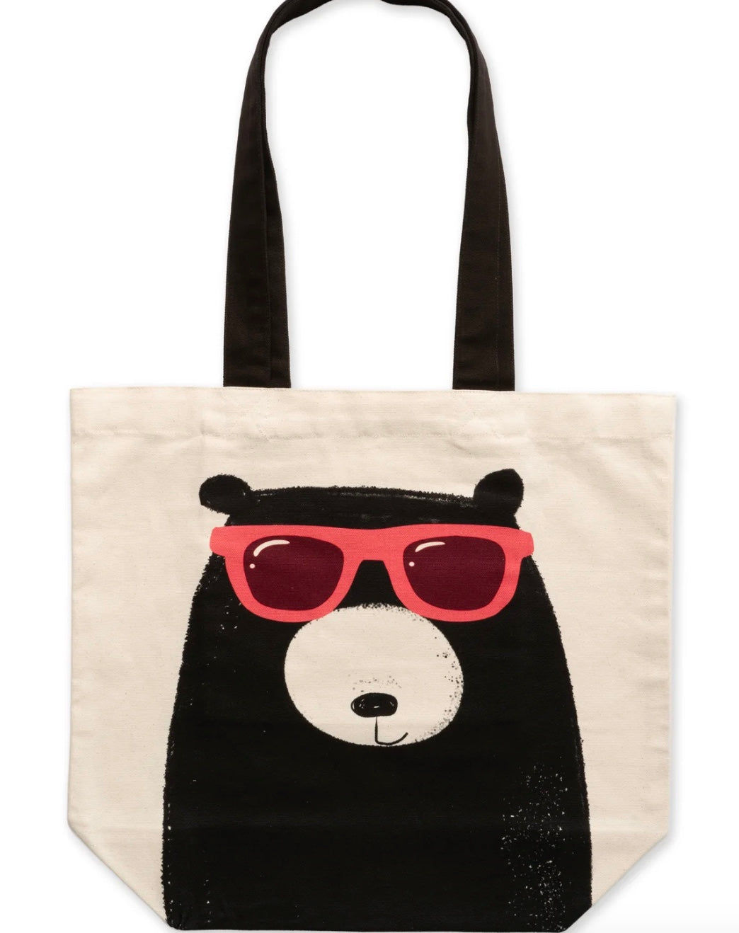 Bear sunglasses tote bag from The Art File featuring a playful bear design, ideal for carrying essentials in style.