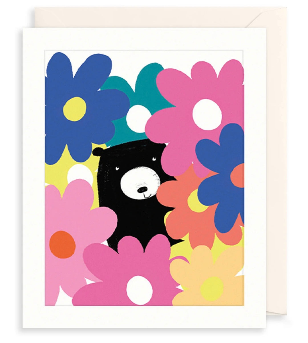 Bear and flower design greeting card by The Art File, featuring charming bear and floral artwork for special occasions.