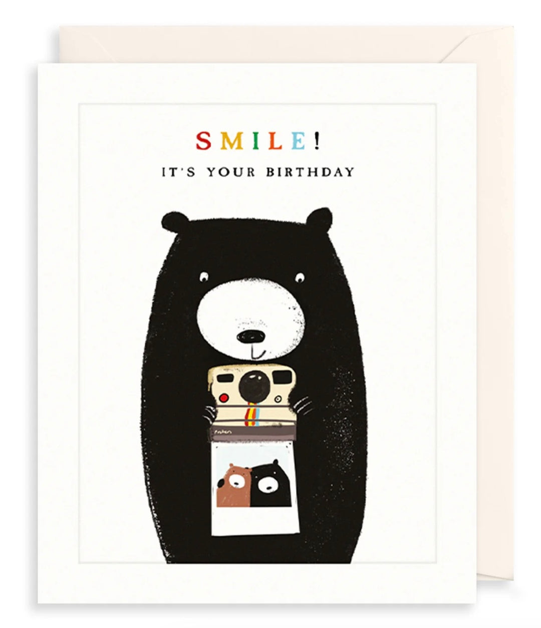 Bear and camera birthday card from The Art File by Cornucopia Home and Gift, featuring colorful illustrated bear and camera design.